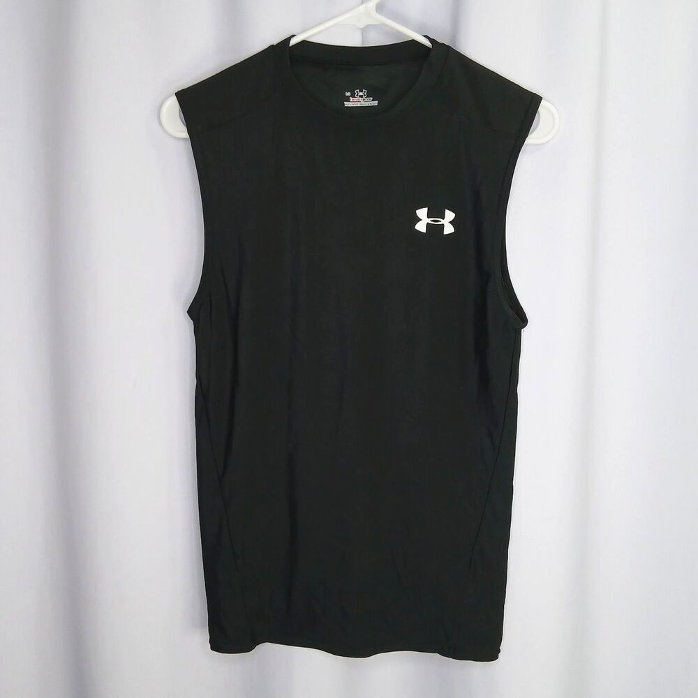 Under Armour Heatgear Muscle Tank Sleeveless Athletic T-Shirt Black Boys Large
